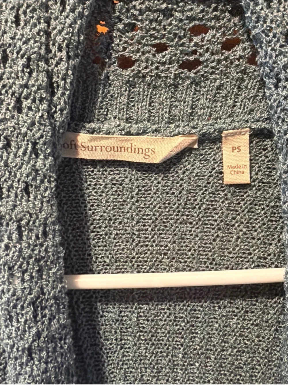 Open-Front Blue Knit Women's Sweater Cardigan